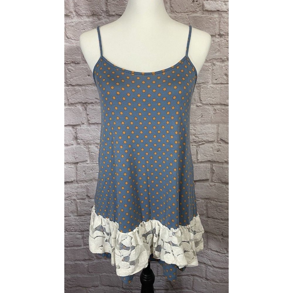 Matilda Jane Small Polka Dot Lace Trim Ruffle Tiered Hem Modal Tank Top 9388